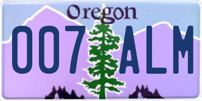 OR license plate 007ALM