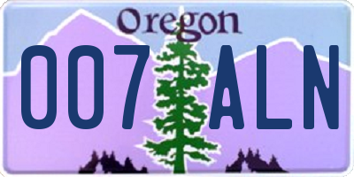 OR license plate 007ALN