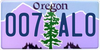 OR license plate 007ALO