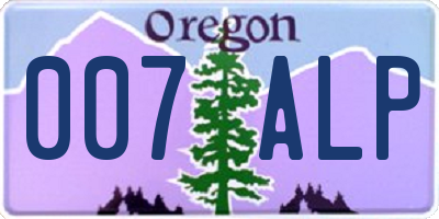 OR license plate 007ALP