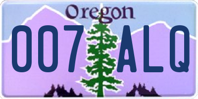 OR license plate 007ALQ