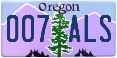 OR license plate 007ALS