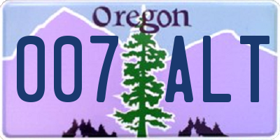 OR license plate 007ALT