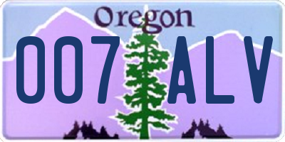 OR license plate 007ALV