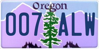 OR license plate 007ALW