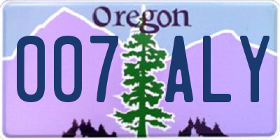 OR license plate 007ALY
