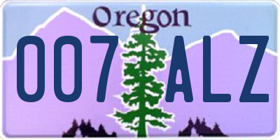 OR license plate 007ALZ