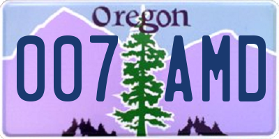 OR license plate 007AMD