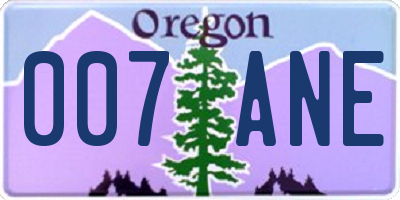 OR license plate 007ANE