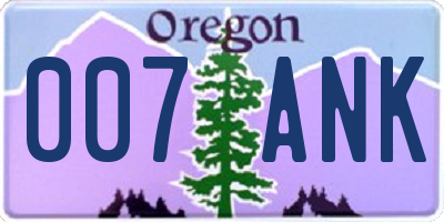 OR license plate 007ANK