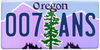 OR license plate 007ANS