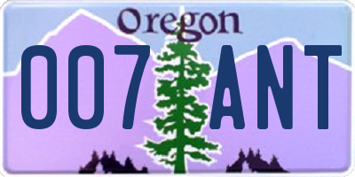 OR license plate 007ANT