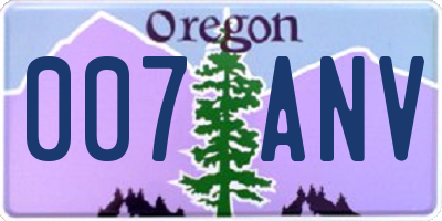 OR license plate 007ANV