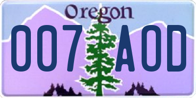 OR license plate 007AOD
