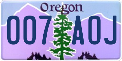 OR license plate 007AOJ