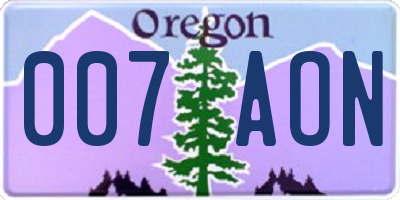 OR license plate 007AON