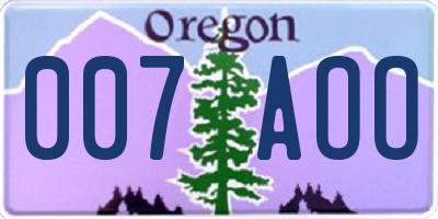 OR license plate 007AOO