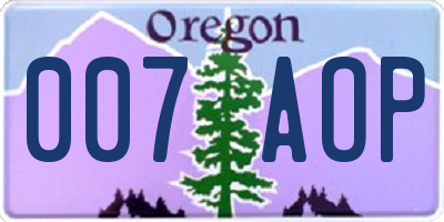 OR license plate 007AOP