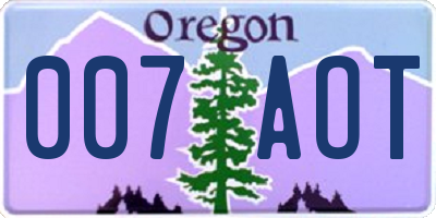 OR license plate 007AOT