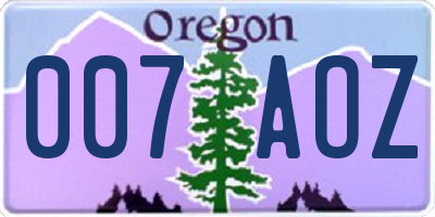 OR license plate 007AOZ
