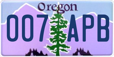 OR license plate 007APB