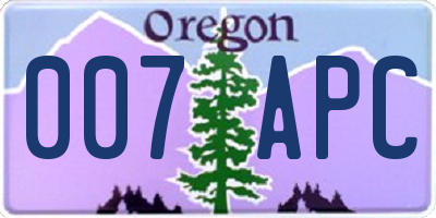 OR license plate 007APC