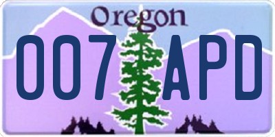 OR license plate 007APD