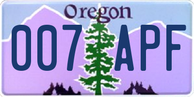 OR license plate 007APF