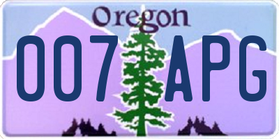 OR license plate 007APG