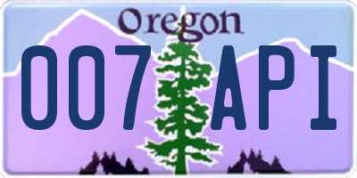 OR license plate 007API