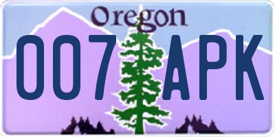 OR license plate 007APK