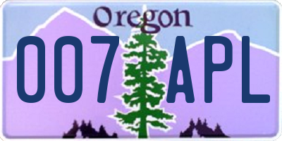 OR license plate 007APL