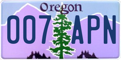OR license plate 007APN