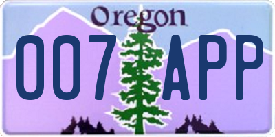 OR license plate 007APP