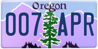 OR license plate 007APR