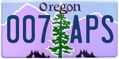 OR license plate 007APS