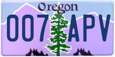 OR license plate 007APV