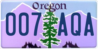 OR license plate 007AQA