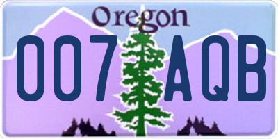 OR license plate 007AQB