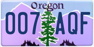 OR license plate 007AQF