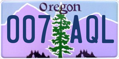 OR license plate 007AQL