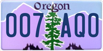 OR license plate 007AQO
