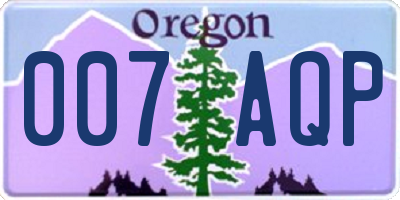 OR license plate 007AQP