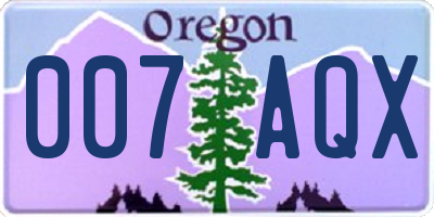 OR license plate 007AQX