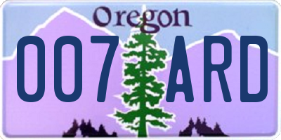 OR license plate 007ARD