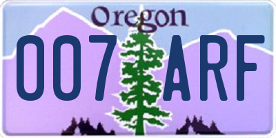 OR license plate 007ARF
