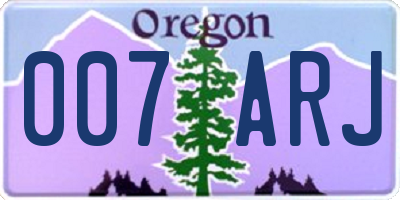 OR license plate 007ARJ
