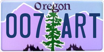 OR license plate 007ART