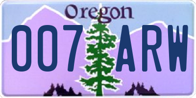 OR license plate 007ARW
