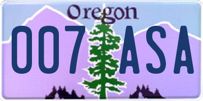 OR license plate 007ASA